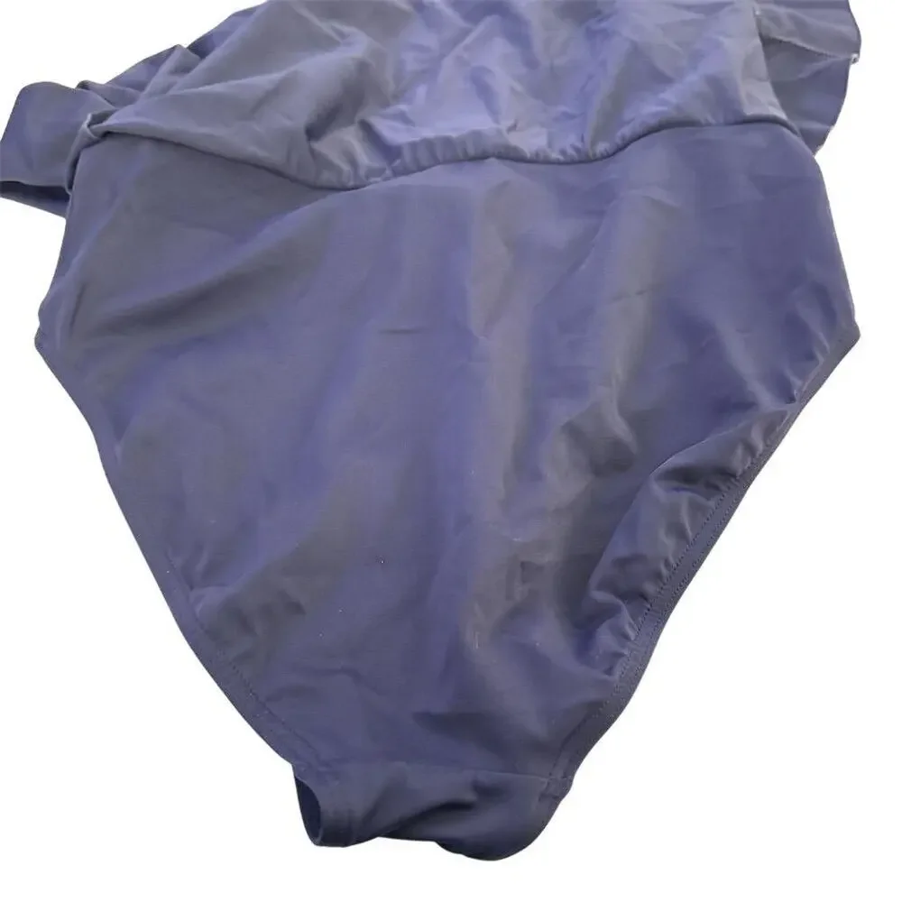 A Shore Fit Women's‎ Ruffle Hem Swim Skirt Size 10 Navy Blue - Picture 4 of 7
